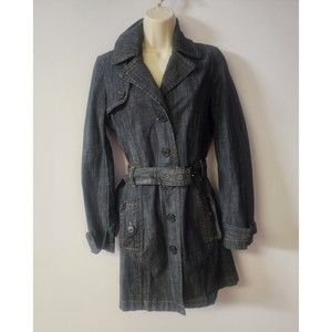 Women's GUESS Jeans Denim Button Down Belted Small Jacket Coat